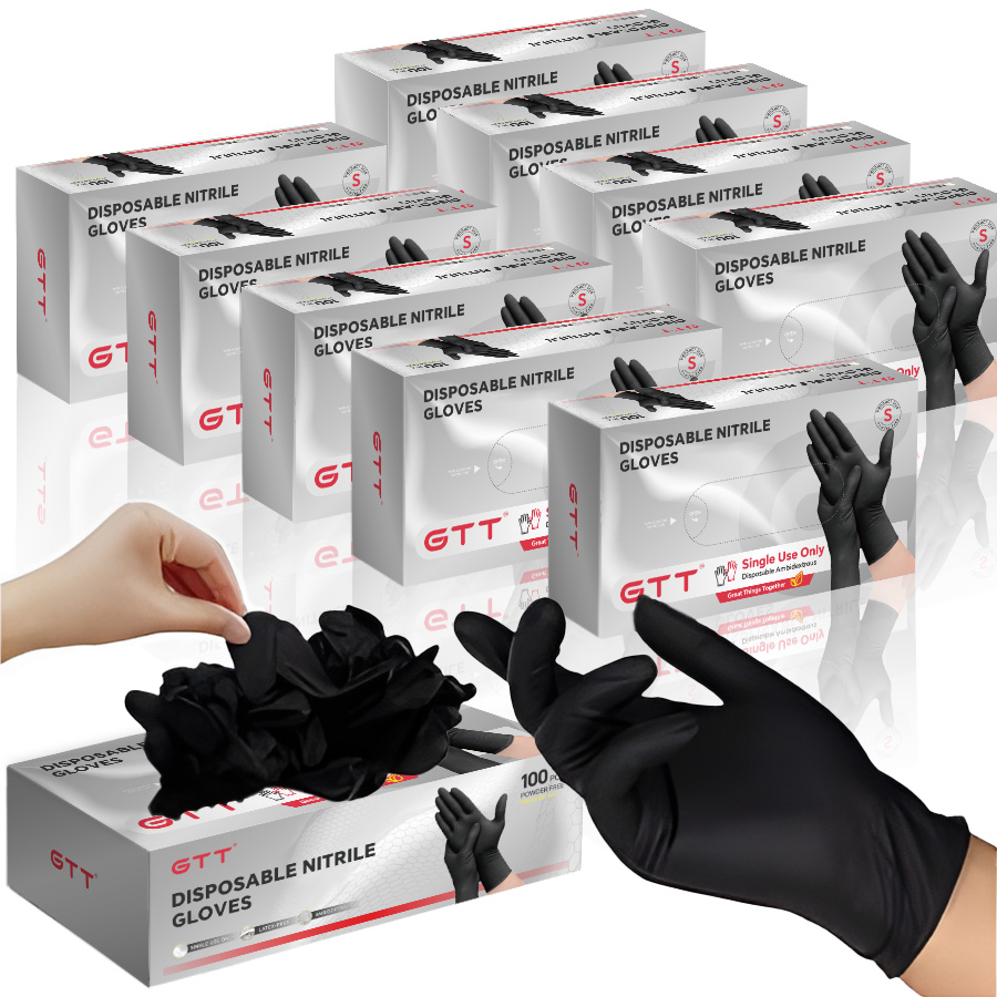 Exam Glove Nitrile - ถุงมือตรวจโรคไนไตรล์สีดำ 100-1000 ชิ้น, หนา 4 มิล,