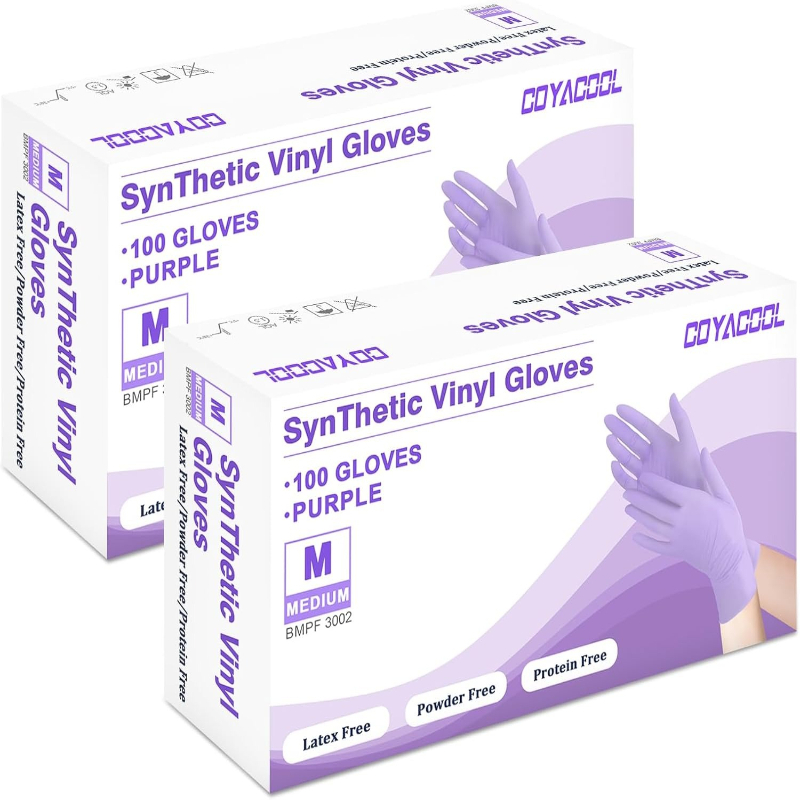 Exam Glove Nitrile - ถุงมือไนไตรล์สีม่วงแบบใช้แล้วทิ้ง ปราศจากแป้ง 50/100 ชิ้น ยืดหยุ่นได้ 5