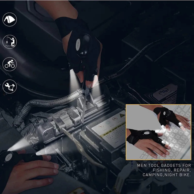 Fingerless Glove Knit - 1-3 คู่ถุงมือไร้นิ้วไฟฉาย LED ไฟฉายกันน้ำเครื่องมือกลางแจ้งไฟกลางคืนตกปลาตั้งแคมป์เดินป่าไฟฉุกเฉินเครื่องมือ