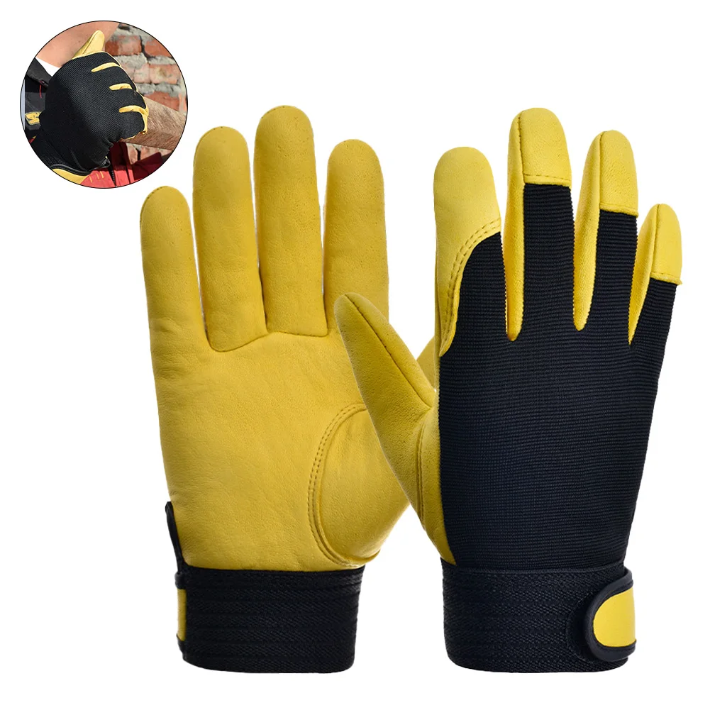 Leather Driving Glove - หนังวัวถุงมือทํางานการป้องกันความปลอดภัยแรงงานสวนรถจักรยานยนต์กีฬาไดร์เวอร์คนงานทํางานเชื่อมถุงมือทน
