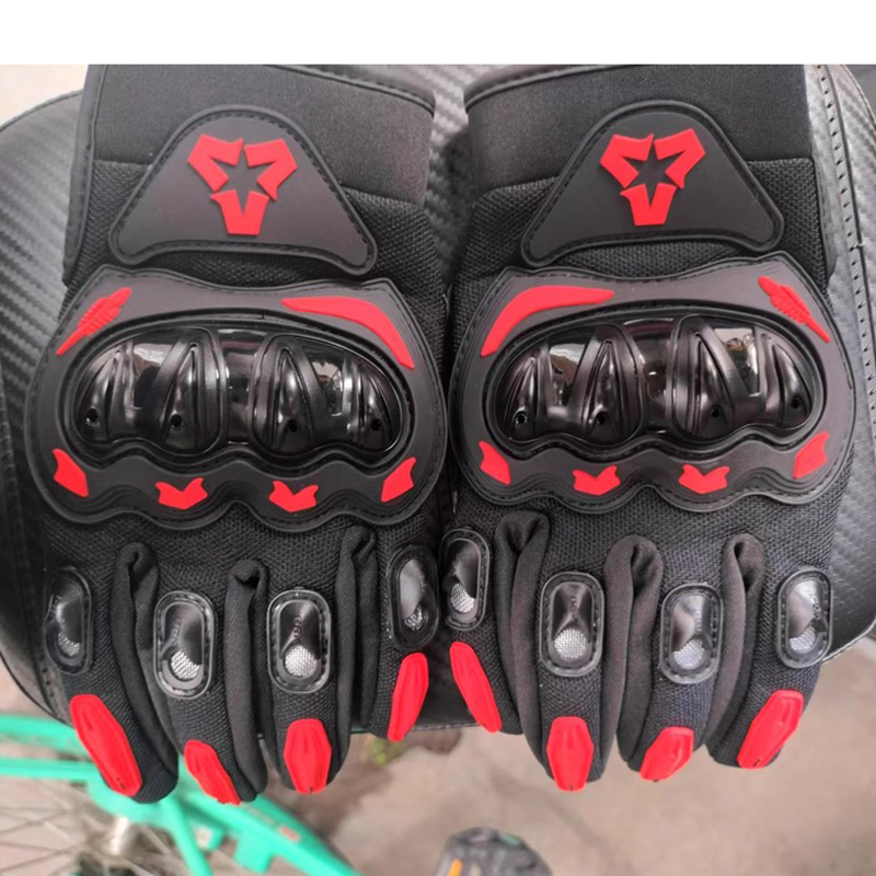 Motorcycle Glove Knuckle - ถุงมือขี่มอเตอร์ไซค์แบบเต็มนิ้ว ป้องกันนิ้วมือและข้อนิ้ว สำหรับฤดูร้อน ใช้ได้กับมอเตอร์ครอส ปั่นจักรยาน BMX
