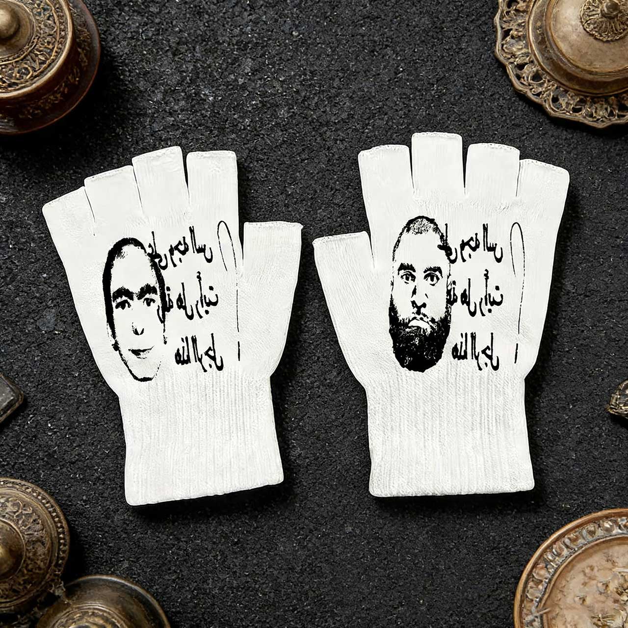 Fingerless Glove Knit - ถุงมือไร้นิ้วลายพิมพ์ย้อนยุค Y2K - ถุงมือหน้าจอสัมผัสแบบถักสไตล์ไฮสตรีท อินเทรนด์ในสไตล์เดียวกัน