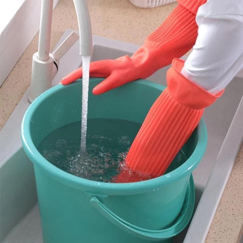 Dish Glove Rubber - ถุงมือยางล้างจานแบบใช้ซ้ำได้ ถุงมือทำความสะอาดในครัวเรือนกันลื่น งานครัว งานบ้าน จาน รถยนต์