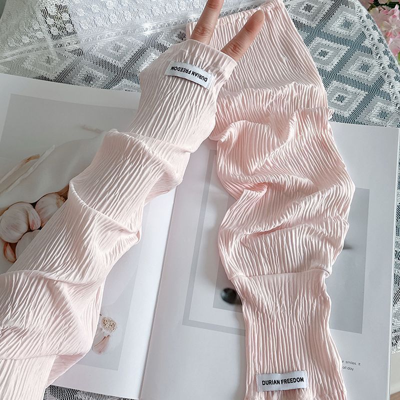 Fingerless Glove Knit - ปลอกแขนกันแดดผ้าไหมน้ำแข็งแบบสวมใส่สบายสำหรับฤดูร้อน ปลอกมือแบบไม่มีนิ้ว ระบายอากาศได้ดี ป้องกันรังสียูวี สำหรับผู้หญิง ขี่จักรยานกลางแจ้ง