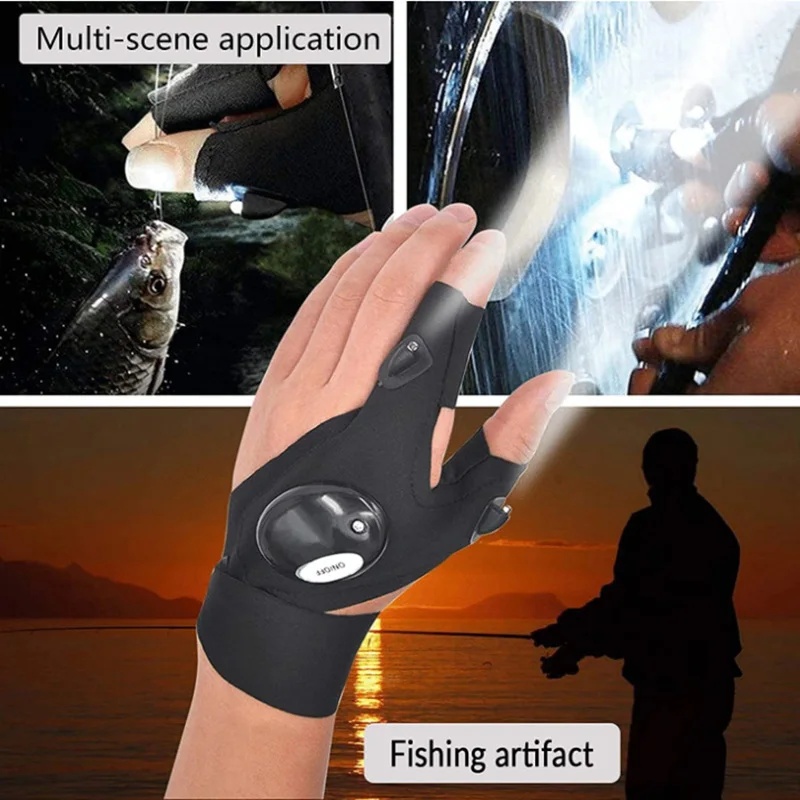 Fingerless Glove Knit - 1/2/3 คู่ถุงมือไร้นิ้วไฟฉาย LED ไฟฉายกันน้ำกลางแจ้งไฟกลางคืนตกปลาตั้งแคมป์เดินป่าการเอาชีวิตรอดการช่วยเหลือ