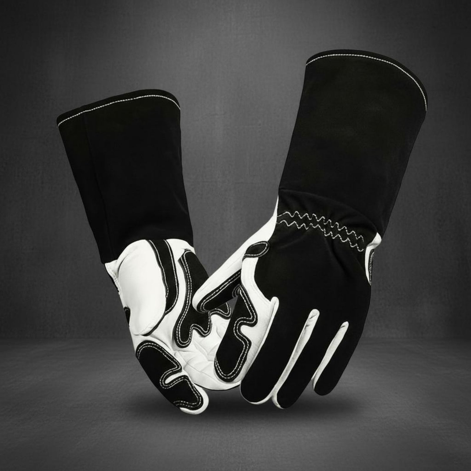 Heat Resistant Glove - ถุงมือโลหะวิศวกรรม TIG ออกแบบนิ้วมือให้ยืดหยุ่น ถุงมือหนังทนความร้อน อุปกรณ์นิรภัย ซับในนุ่ม