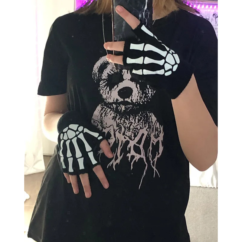 1-4 คู่ถุงมือยู ไนเซกซ์ฮาโลวีน - Fingerless Glove Knit บทวิจารณ์และราคา