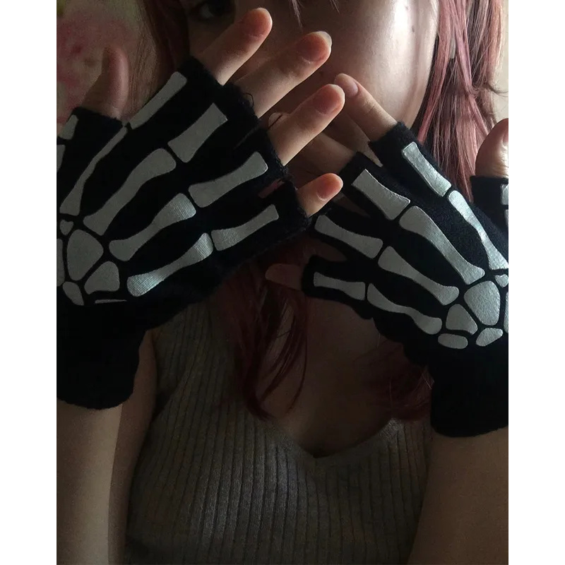 1-4 คู่ถุงมือยู ไนเซกซ์ฮาโลวีน - Fingerless Glove Knit บทวิจารณ์และราคา