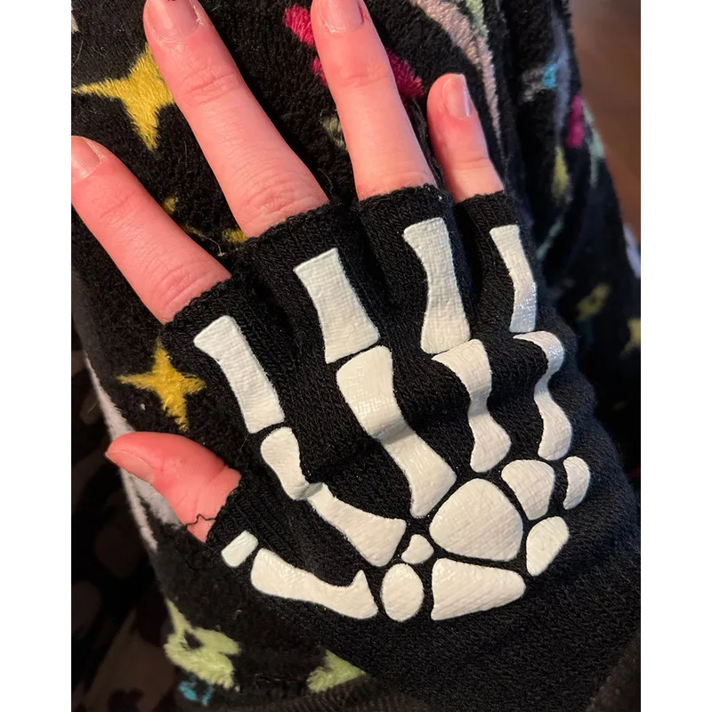 1-4 คู่ถุงมือยู ไนเซกซ์ฮาโลวีน - Fingerless Glove Knit บทวิจารณ์และราคา