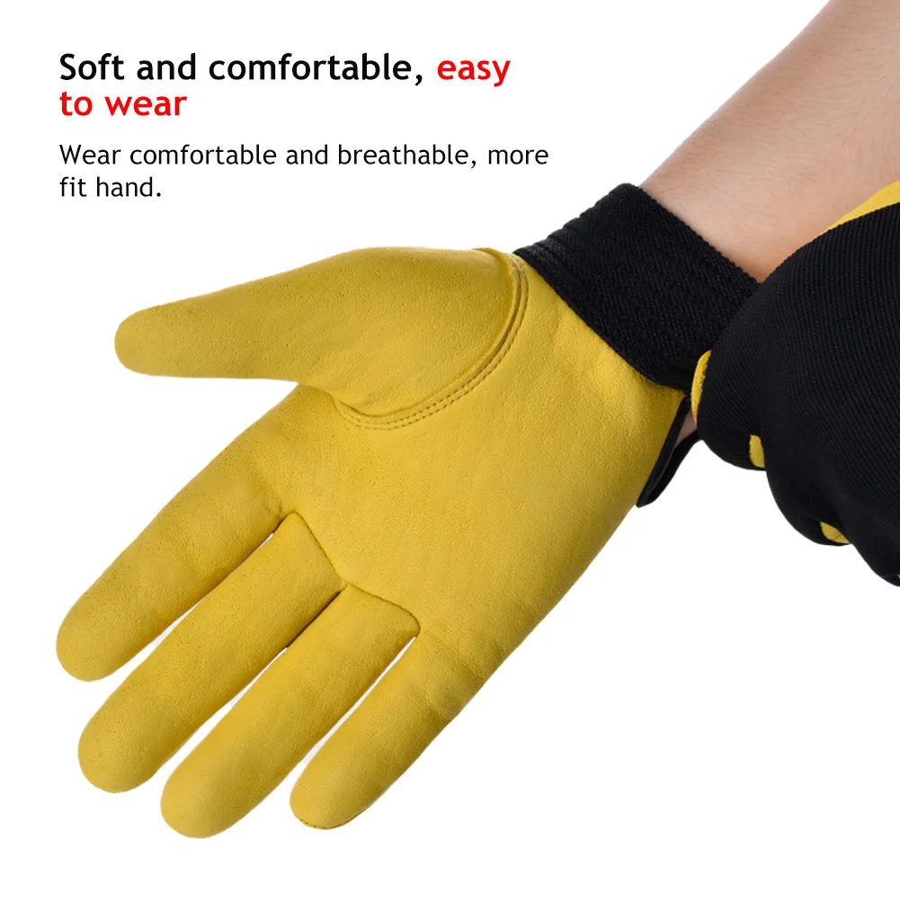 หนังวัวถุงมือทํางานการป้องกันค - Leather Driving Glove บทวิจารณ์และราคา