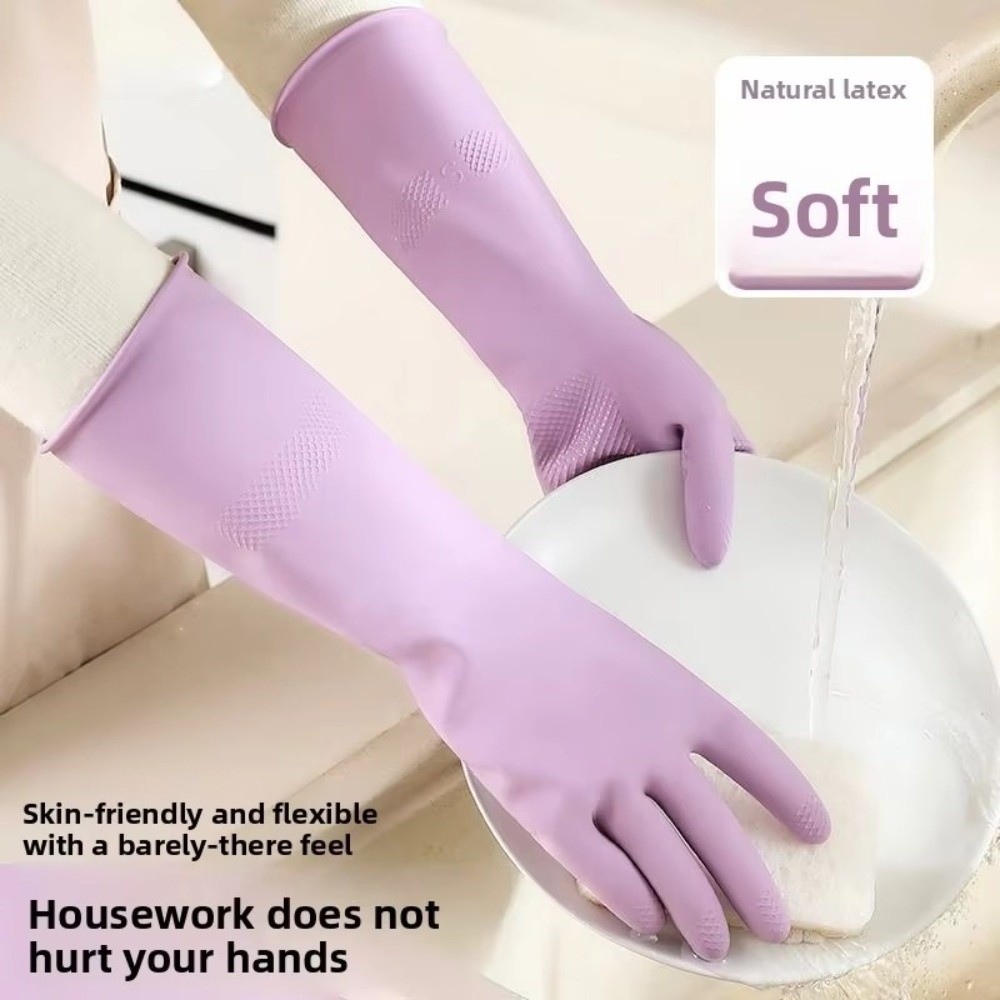 ถุงมือยางล้างจานพร้อมซับในผ้าฝ - Dish Glove Rubber บทวิจารณ์และราคา